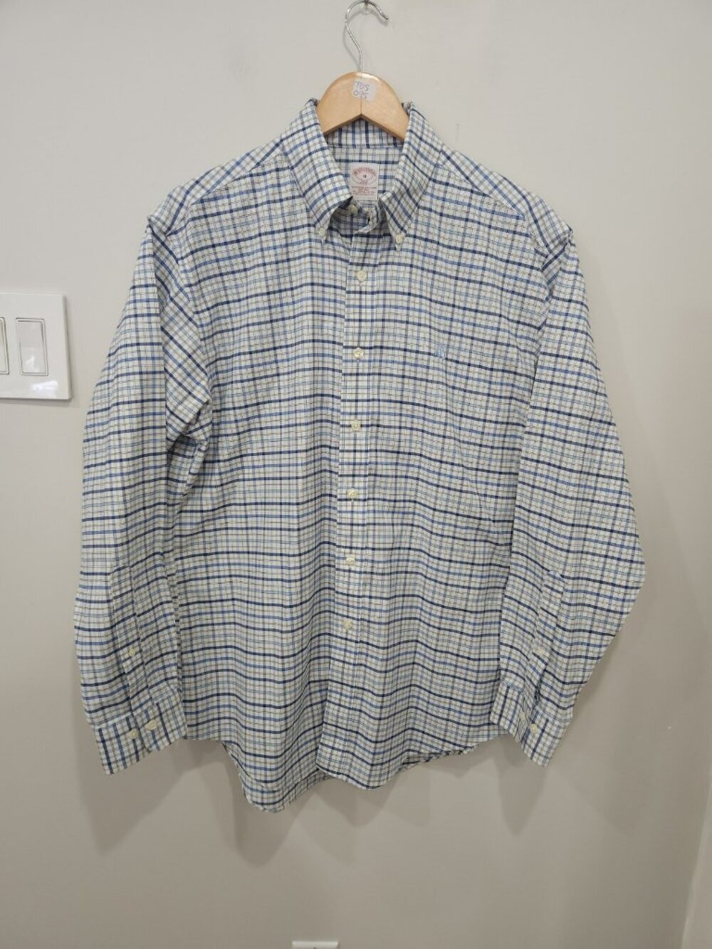 Brooks Brothers Oxford OCBD Button Down Shirt Mens M Blue Gingham Vintage